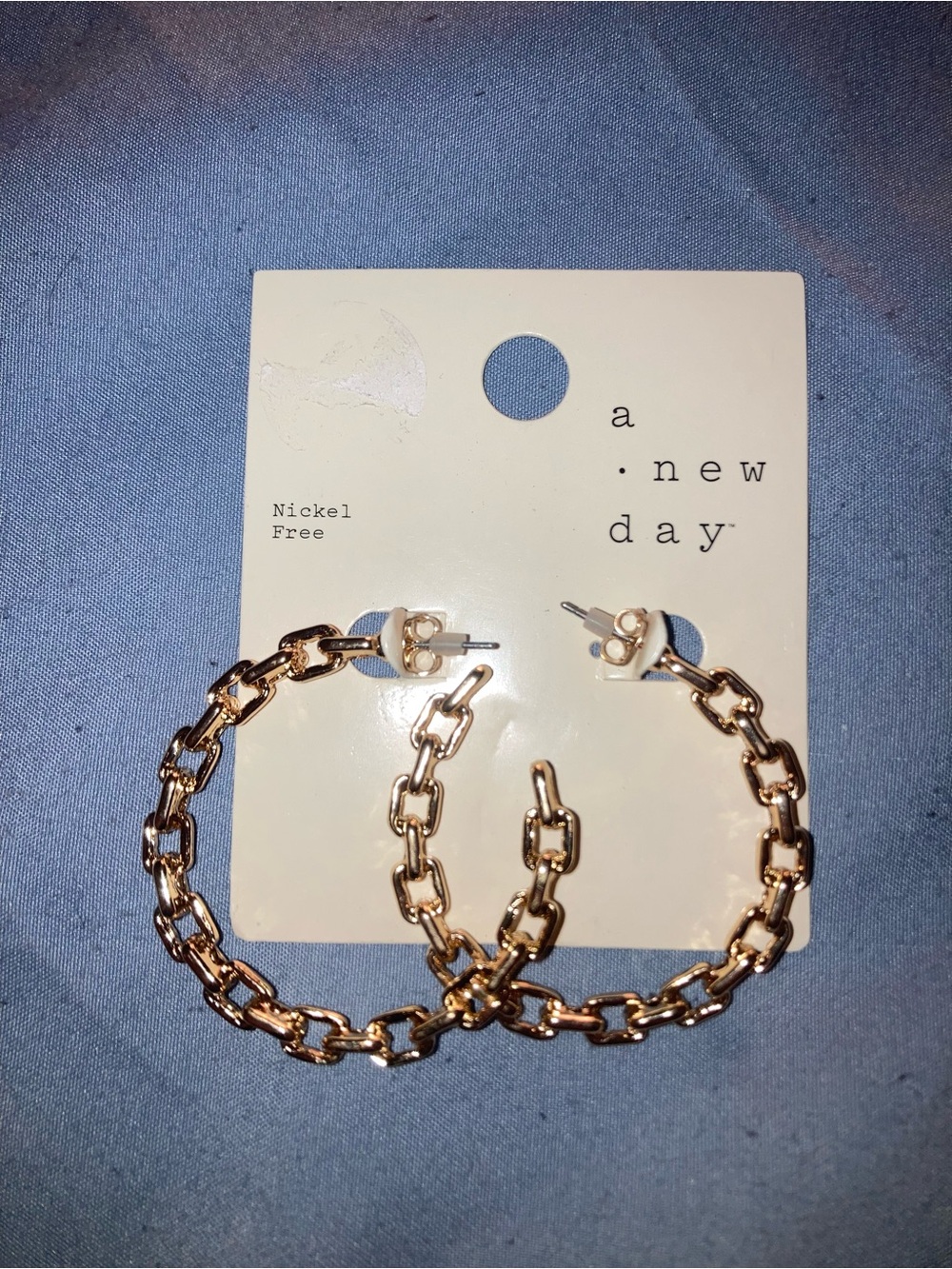 a new day Gold Tone Chain-Link Hoop Earrings